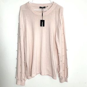 Karl Lagerfeld Pink Pearl Sweater Long Sleeve Sweater Size X Large
